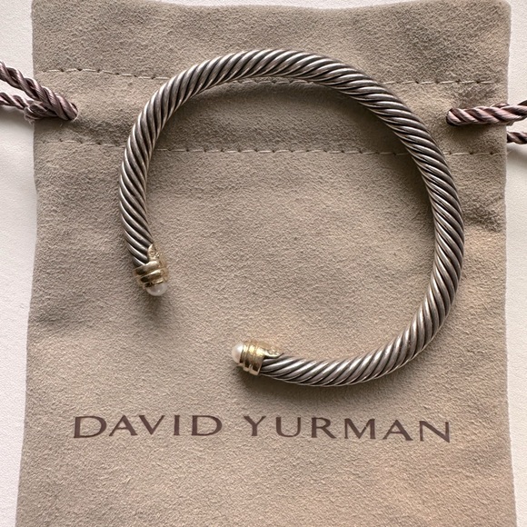 David Yurman Classic Cable Bracelet Sterling Silver with 14K Yellow Gold & Pearl - Picture 5 of 6